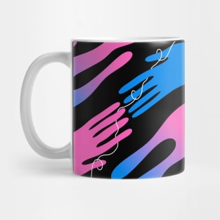 soul mates abstract hands pink and blue Mug